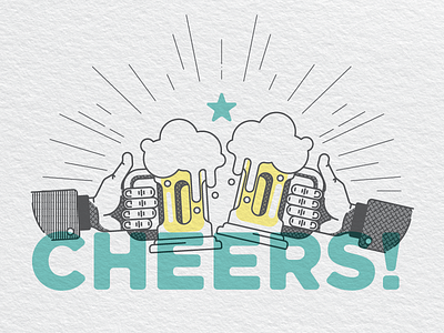 #Cheers beer cheers drink drinks glass hands illustration mug mugs vector