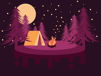 30 minute Challenge-Camping camping fire forest moon night sky tent trees