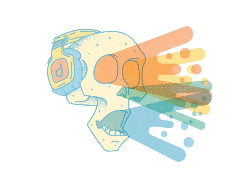Feel the Music headphones minimal color skull music