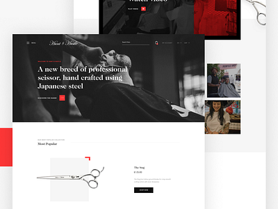 H&H Homepage barber ecommerce homepage minimal scissors shop web design website