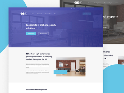 ES1 Property Homepage clean homepage minimal.web property purple ui ux website