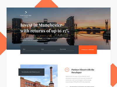 Signature Mills campaign hotel investments investor landing page manchester property ui ux web