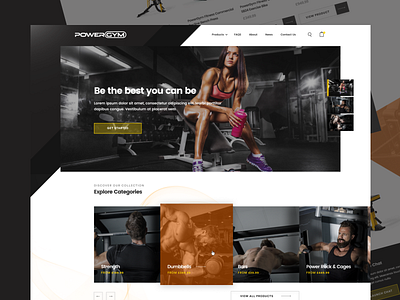 PowerGym Homepage agency clean concept ecommerce fitness gym ui ux web web design