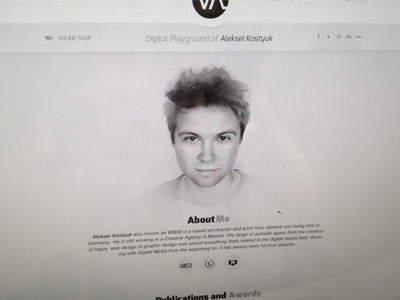 Visio Art - Portfolio Relaunch (About Me) about art design grey me portfolio relaunch website