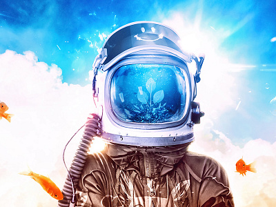 Visum astronaut cloud fish sky smile sun wallpaper