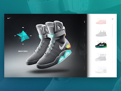 Nike Air Mag - Compare air mag assets back to the future compare interaction microsite nike power laces power lights shoes sneaker ui ux