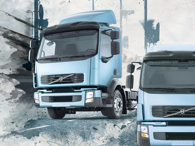 Volvo Trucks Series - In the City blue car city painting splash truck volvo volvo trucks