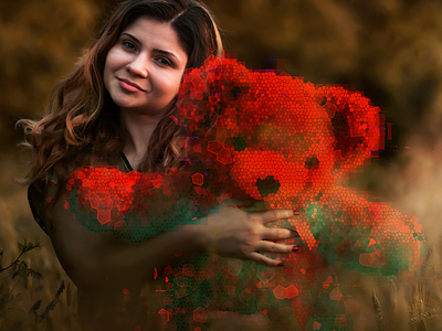 Girl With Tedy digital experimental girl glitch surreal teddybear