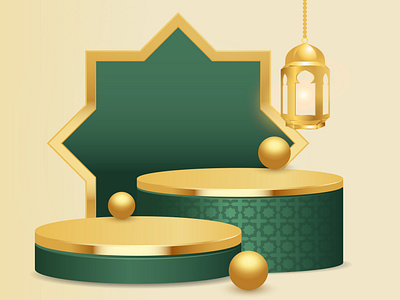 Islamic ramadan greetings composition with 3d podium