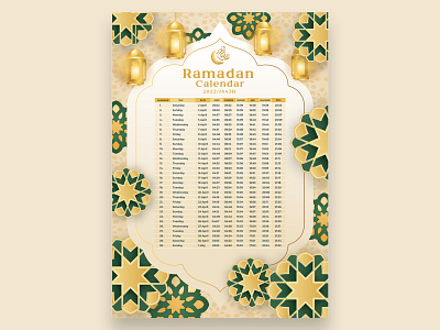 Ramadan Calendar Template 2022 calendar design graphic design illustration islamic muslim ramadan vector