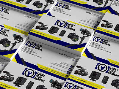 LUCKY TECH CAMERA BUSINESS CARDS MOCKUP