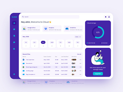 Cloud Dashboard animation branding chart cloud drive figma folder illustration management online product report server storage ui upload webapp