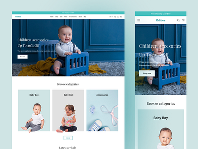 Odibee Kids - Ecommerce Website Design agency baby clothes branding ecommerce shop fashion homepage interaction kidsstore landing page responsive design shop shopify shopping uitrend uiux