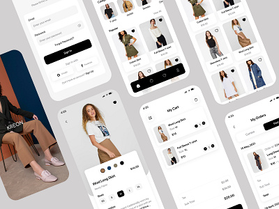 KREON Shopping App 2021 trend app branding cart clothing interaction interface iosapp login mobileappdesign payment products shop shopify shopping store ux