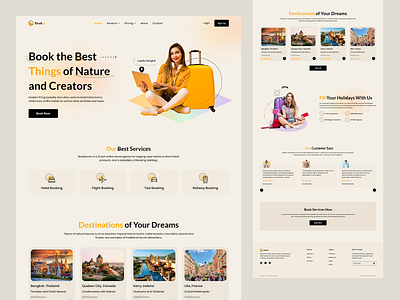 🎫 Booking Services Landing Page app booking design flight booking home page hotel booking landing page railway booking taxi booking tickets travel ui ux