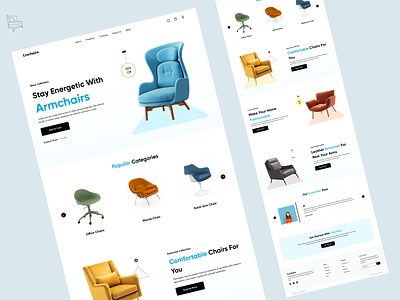 💺 Chairs Store Landing Page chairs fashion design ecommerce home decorate home page interaction landing page minimal concept online store ui ux web design website