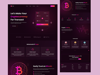 Cryptocurrency Landing Page creative crypto dark ui design digital currency home page interaction landing page research transaction ui ux wallet web