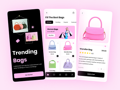 👜 Women's Handbag App app bag app creative design ecommerce fashion handbags minimal mobile apps product shopping ui uiux ux