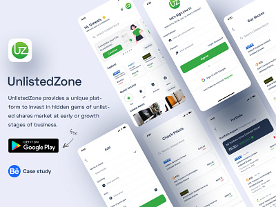 UnlistedZone App (LIVE) app branding business design finance graphic design illustration interaction investment investors marketing digital service shares shares trading stocks ui uiux unlistedzone