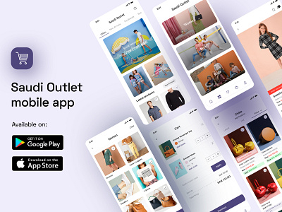 Saudi Outlet Mobile App app bag branding cart clothes design ecom ecommerce fashion app interaction ios ios app design minimal mobileapp online store product design shopping app store ui ux