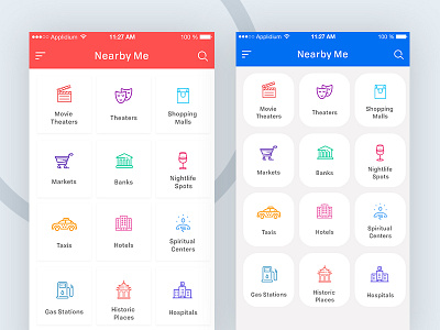 NearBy Me App dashboard find home ios nearby place psd ui