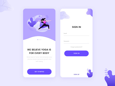 Yoga app animation app fitness app health healthy lifestyle illustration art ios mobile sign in signup training typography ui ux workout yoga