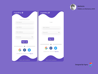 Sign Up/In Page app design ui ux