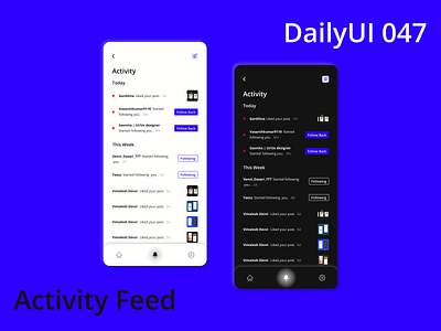Activity Feed DailyUI 047 design ui