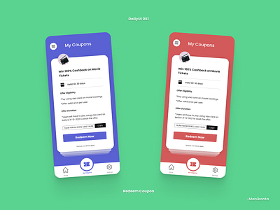 Redeem Coupon DailyUI 061 app design ui