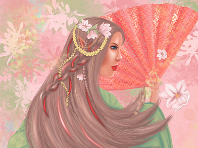 Girl character art character elf geisha girl illustration