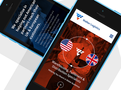 Walker Logistics Mobile blue design iphone mobile orange responsive website