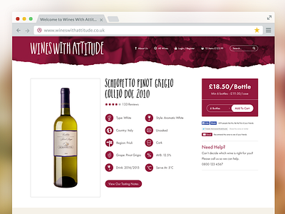 Wines With Attitude - Responsive Product Page design desktop eccemedia red responsive website white wines