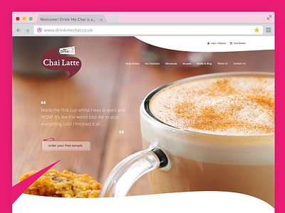 Drink Me Chai - Home Page chai design eccemedia ecommerce pink purple responsive tea website white