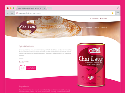 Drink Me Chai - Product Shot. chai design eccemedia ecommerce pink product tea website