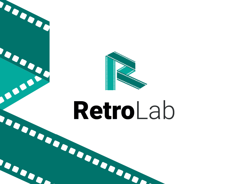 RetroLab - Early branding idea lab instagram icon symbol logo design retro ecce media green branding logo film