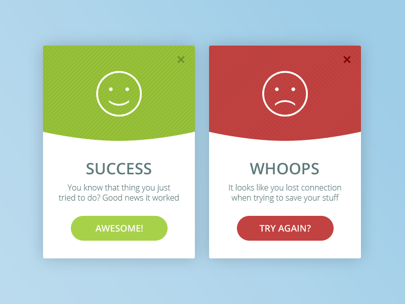 Daily UI #011 - Error/Success by Si Keane for Ecce on Dribbble