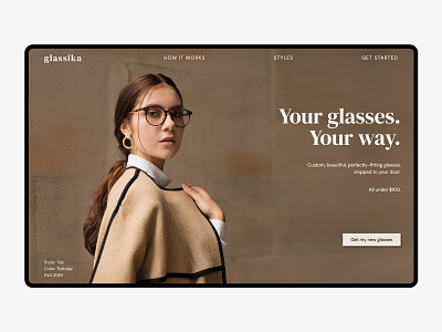 Landing Page Design — Glassika branding homepage landing page ui web design