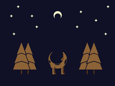 Howling dog evergreen howl moon star tree