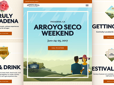 Arroyo Seco Festival concert design event festival illustration ipad landing page mobile mobile ui responsive ui ux web web design