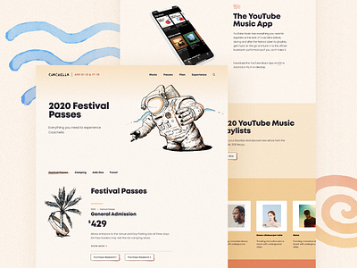 Coachella Website 2020 coachella concert ecommerce event page festival illustration landing page layout ui ux web website