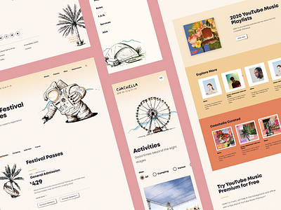 Coachella Website Screens design ecommerce filter footer illustration layout menu mobile music responsive spot illustrations ui ux web website
