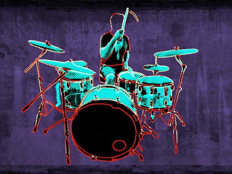 Drum Solo 2d animation 80s after effects animated gif hand drawn illustration live action motion graphics video
