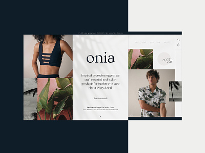 Onia - Homepage Website Design Concept 🌴 bathing suit branding clothing brand creative design fashion graphic desgin onia product design typogaphy ui web web design
