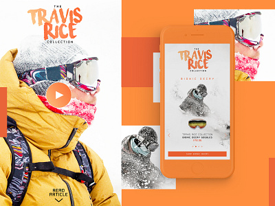 Travis Rice Collection Website Design branding creative design graphic desgin mobile design mockup design snowboarding typogaphy ui web web design