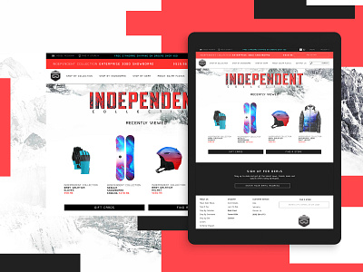 Independent Collection Website Design branding creative design graphic desgin mockup design snowboarding typogaphy ui web web design