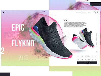 Nike Epic React Flyknit 2 Website Design Concept branding creative design graphic desgin nike product design shoes typogaphy ui web web design