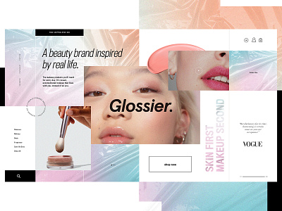 Glossier Website Design Concept branding cosmetics creative design graphic desgin makeup product design typogaphy ui web web design