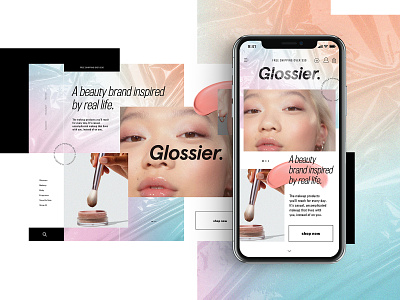 Glossier Website Design Concept branding cosmetics creative design glossier graphic desgin mobile design mockup design product design typogaphy ui web web design