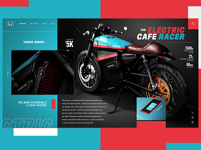 Honda Denzel Electric Cafe Racer Website Design Concept branding creative design graphic desgin honda typogaphy ui web web design