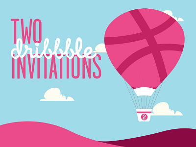 Two Dribbble Invitations balloon cloud dribbble erdem flat fly invitations invite ozkan two
